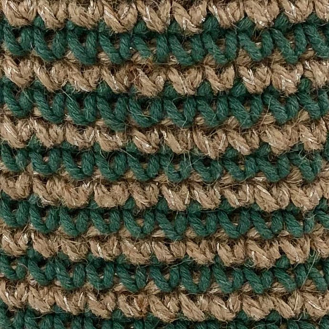 Luna -Leena opbergmand Hoog met groene strepen - Jute & Cotton - H30cm - Hand Haak in Nepal
