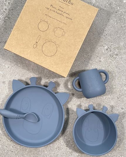 Lykke siliconen dinerset 4-pack Giraffe