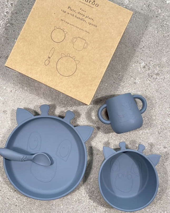 Lykke siliconen dinerset 4-pack Giraffe