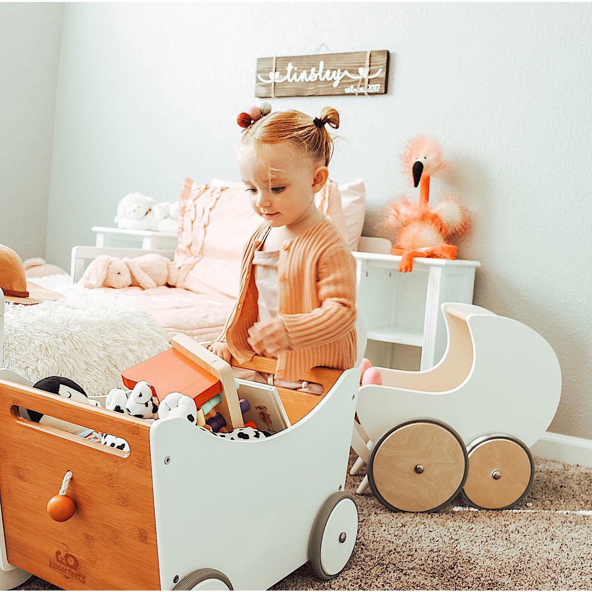 Kinderfeets 2-in-1 houten speelgoedkist wit