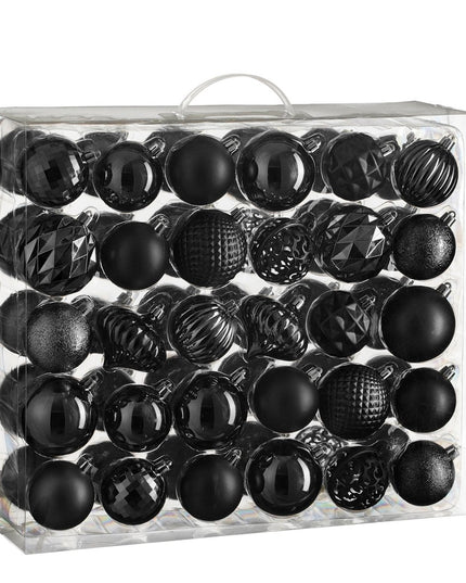 Kerstballen Set - 60 Stuks - Ø7 cm - Onbreekbaar - Zwart kerst 2025
