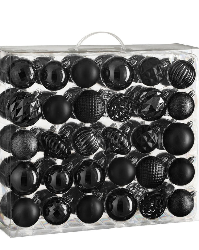 Kerstballen Set - 60 Stuks - Ø7 cm - Onbreekbaar - Zwart kerst 2025