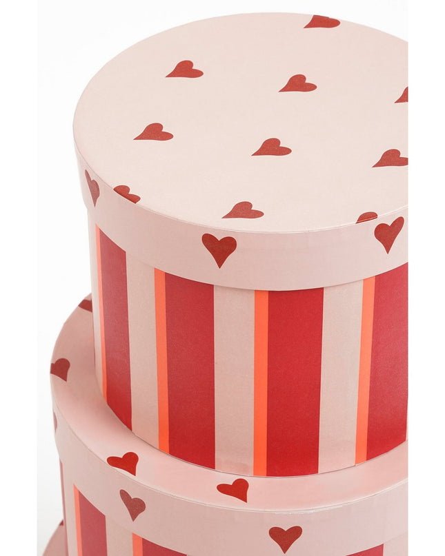 Opbergdoos - Set van 3 - H14 x Ø21 cm - Papier - FSC Mix - Rood kerst 2025