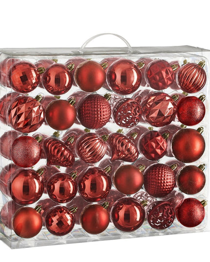 Kerstballen Set - 60 Stuks - Ø7 cm - Onbreekbaar - Rood kerst 2025