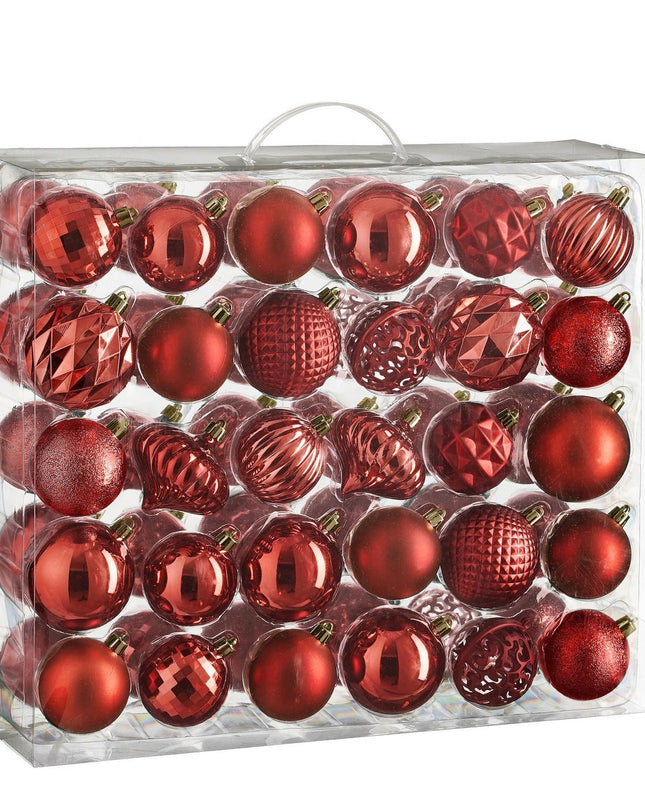 Kerstballen Set - 60 Stuks - Ø7 cm - Onbreekbaar - Rood kerst 2025