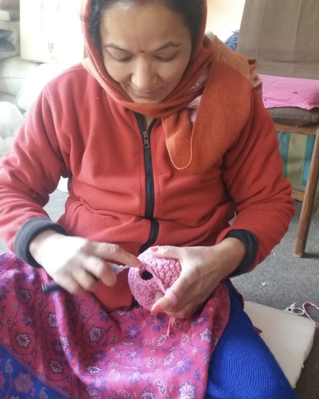 Luna-Leena konijn/konijn roze knuffel  - katoen - handgehaakt in Nepal