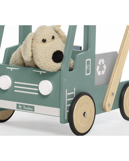 Leren loopwagen 'Kipplaster Fred', groen