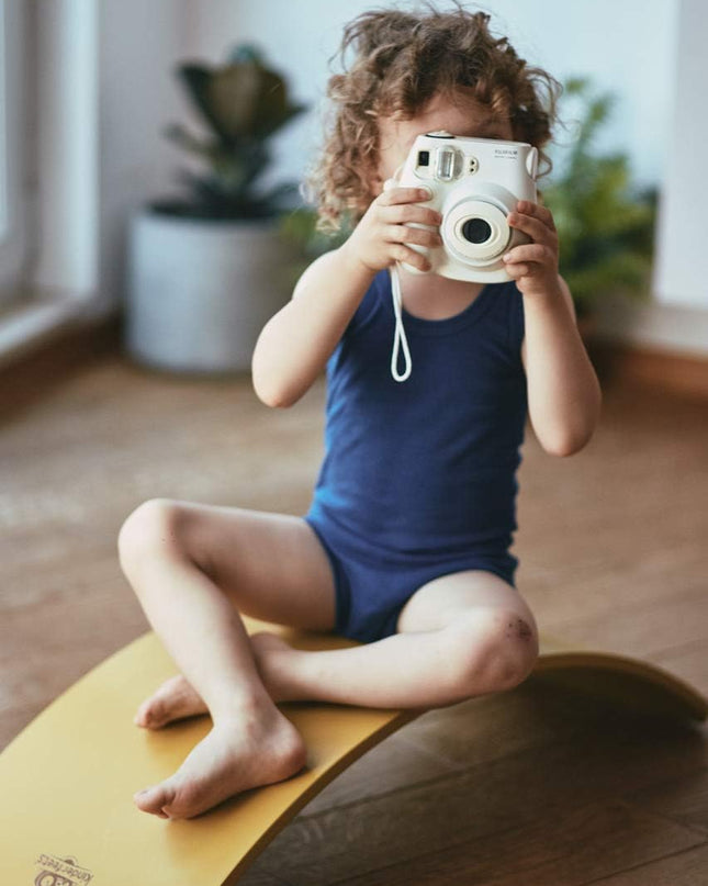 Kinderfeets houten balansbord / balance board kinderen - Mustard