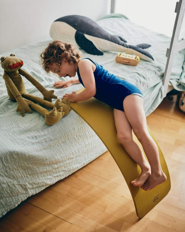 Kinderfeets houten balansbord / balance board kinderen - Mustard