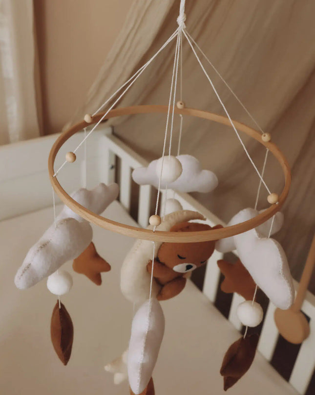 Handgemaakte Slapende Teddy babymobiel - Boxmobiel - Babymobiel
