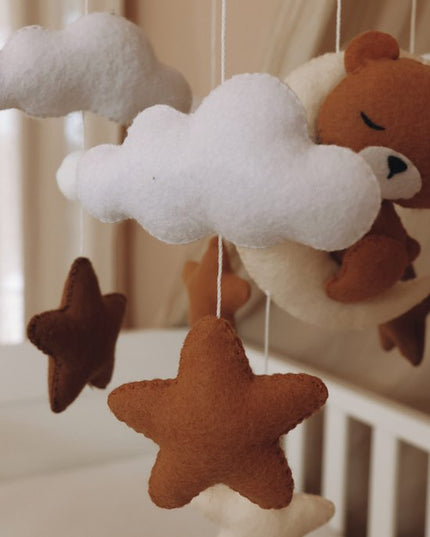 Handgemaakte Slapende Teddy babymobiel - Boxmobiel - Babymobiel