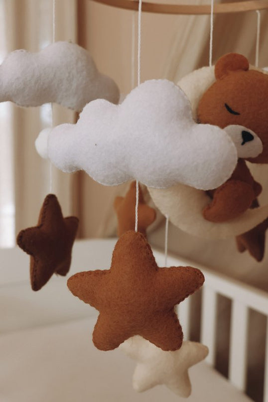 Handgemaakte Slapende Teddy babymobiel - Boxmobiel - Babymobiel