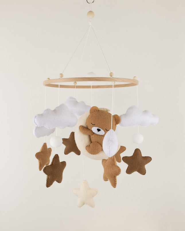 Handgemaakte Slapende Teddy babymobiel - Boxmobiel - Babymobiel