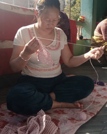 Luna -Leena Bag Kids - Light Pink - Organic Cotton - Hand Haak in Nepal