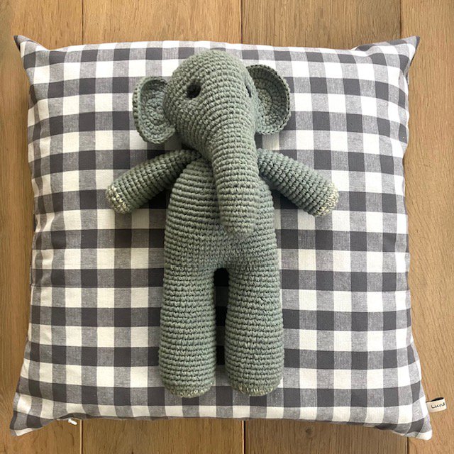 Kussen Vichy vierkant grijs + binnenkussen (set) - 45x45cm duurzaam