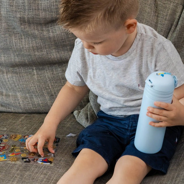 IZY Kids Thermos bidon- Blue Pirates - 350ML To-Go Insulated Water Bottles