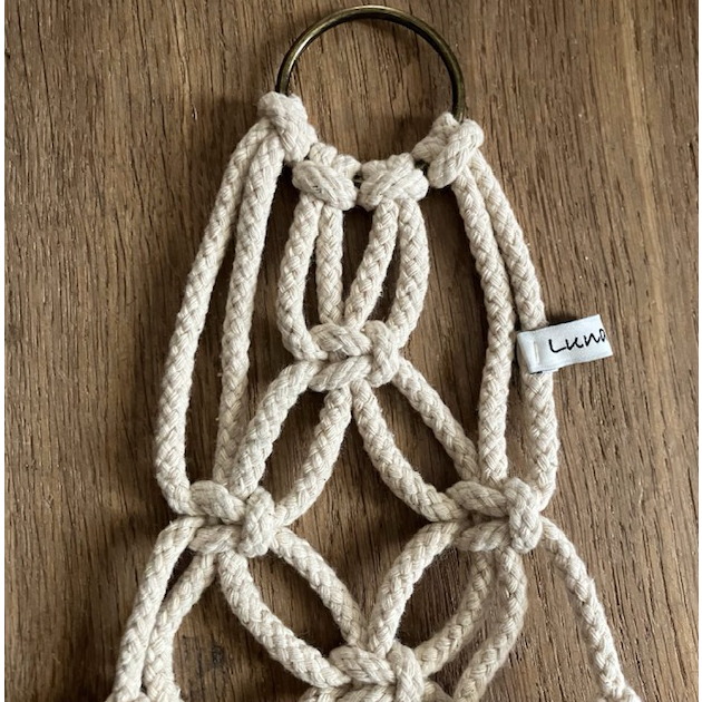Luna-Leena opberghanger opbergmand macramé gebroken wit - katoen - handgemaakt in Nepal
