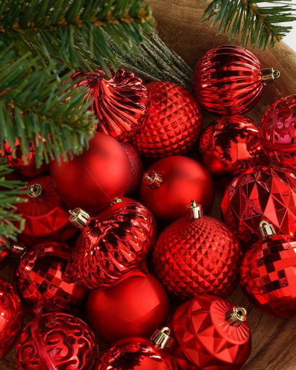 Kerstballen Set - 60 Stuks - Ø7 cm - Onbreekbaar - Rood kerst 2025