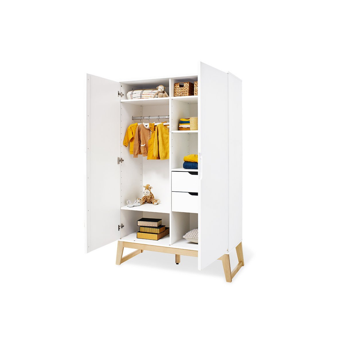 Startset 'Brug' breed, incl. wandplank4 delen: ledikant, brede commode, 2-deurs kledingkast, wandplank