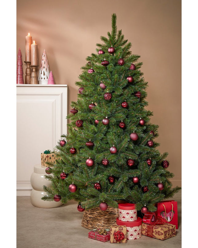 Kerstballen Set - 60 Stuks - Ø7 cm - Onbreekbaar - Donkerrood kerst 2025