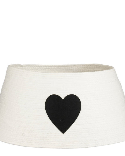 Kerstboomrok met Hart - L50 x B50 x H26 cm - Papier, Vilt - Wit, Zwart kerst 2025