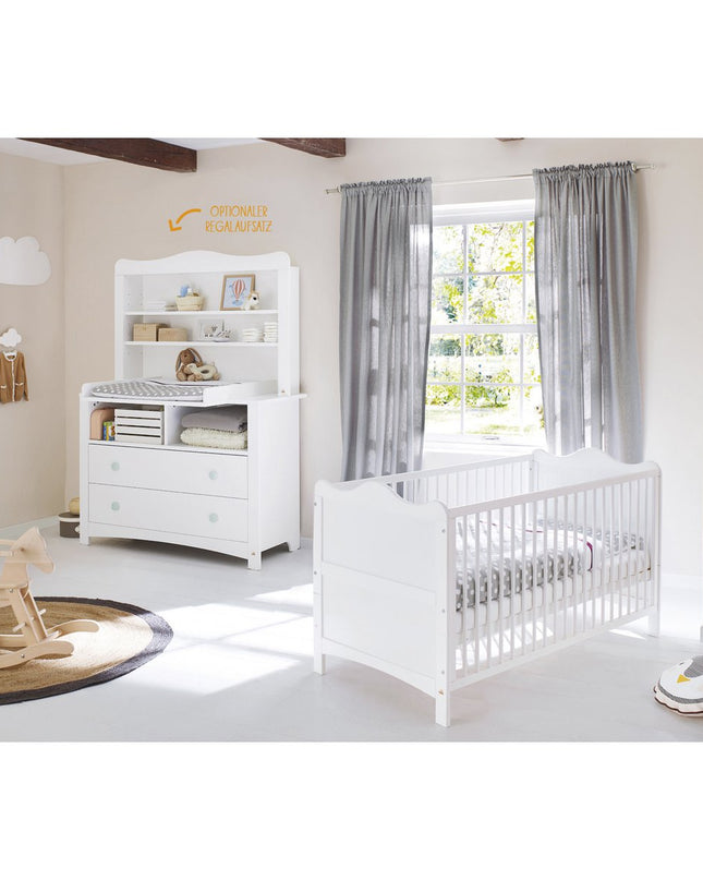 Startset 'Florentina' extra breed, incl. extra brede kast
3 delen: ledikant, extra brede commode incl. Extra brede kast