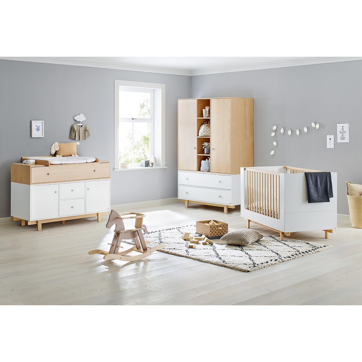 Startset 'Boks' extra breed groot3 delen: ledikant, extra brede commode, grote kledingkast