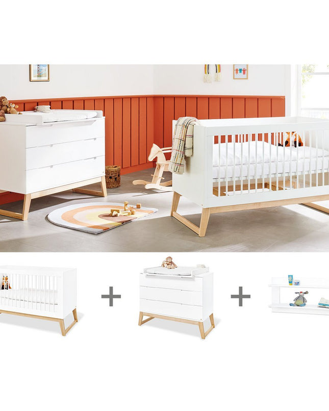 Startset 'Bridge' breed, incl. wandplank
3 delen: ledikant, brede commode, wandplank