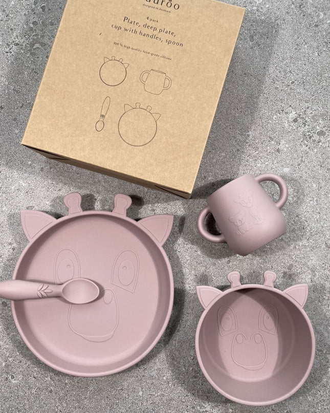 Lykke siliconen dinerset 4-pack Giraffe