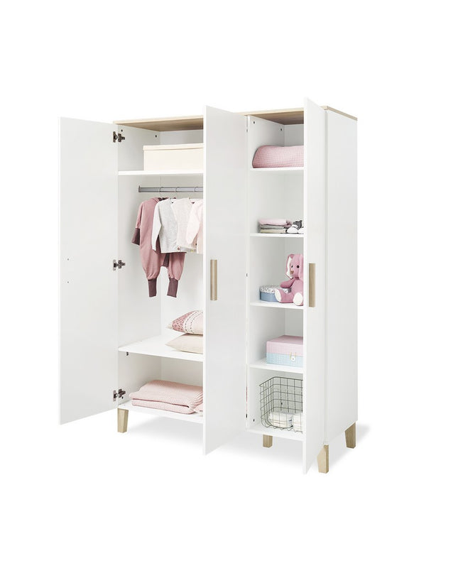Startset 'Lumi' breed groot3 delen: ledikant, brede commode, grote kledingkast