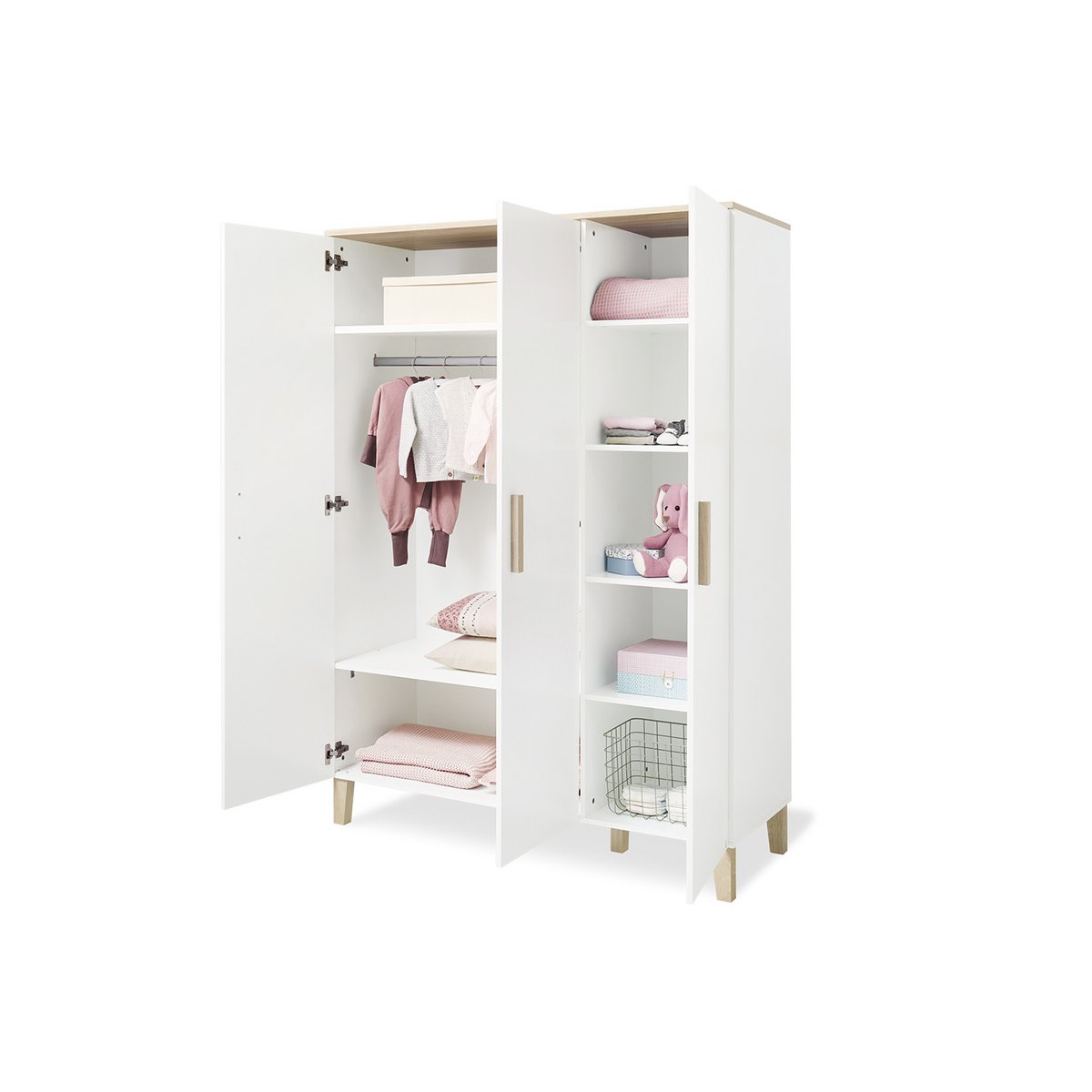 Startset 'Lumi' breed groot3 delen: ledikant, brede commode, grote kledingkast