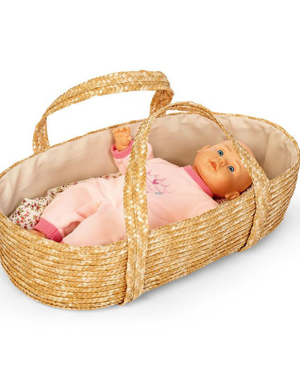 Rieten Poppenreiswieg / Mozes mandje met bedsetje 50cm