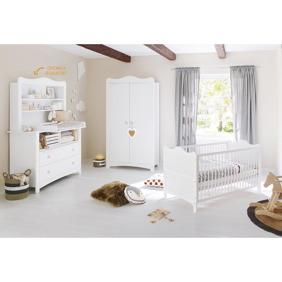 Startset 'Florentina' extra breed, incl. extra brede kast4 delen: ledikant, extra brede commode incl. Extra brede kast, 2-deurs kledingkast