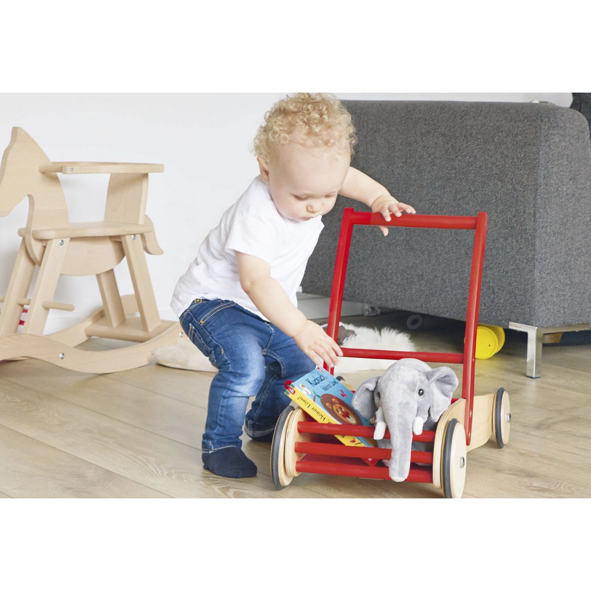 Leren rollator 'Uli', rood loopwagen
