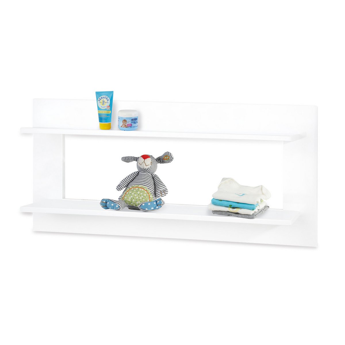 Startset 'Hilda & Pan' breed groot, wit, incl. wandplank4 delen: huisbed, brede commode, grote kledingkast, wandplank