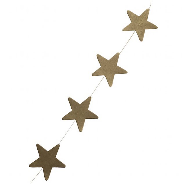 Luna-Leena sterrenslinger ecopapier goud wanddecoratie- L1,82 cm - handgemaakt in Nepal