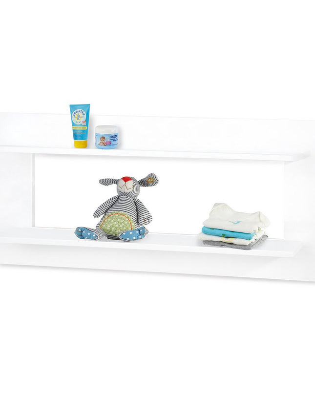 Startsett 'Hilda & Pan' extra breed, wit, incl. wandplank4 delen: huisbed, extra brede commode, 2-deurs kledingkast, wandplank