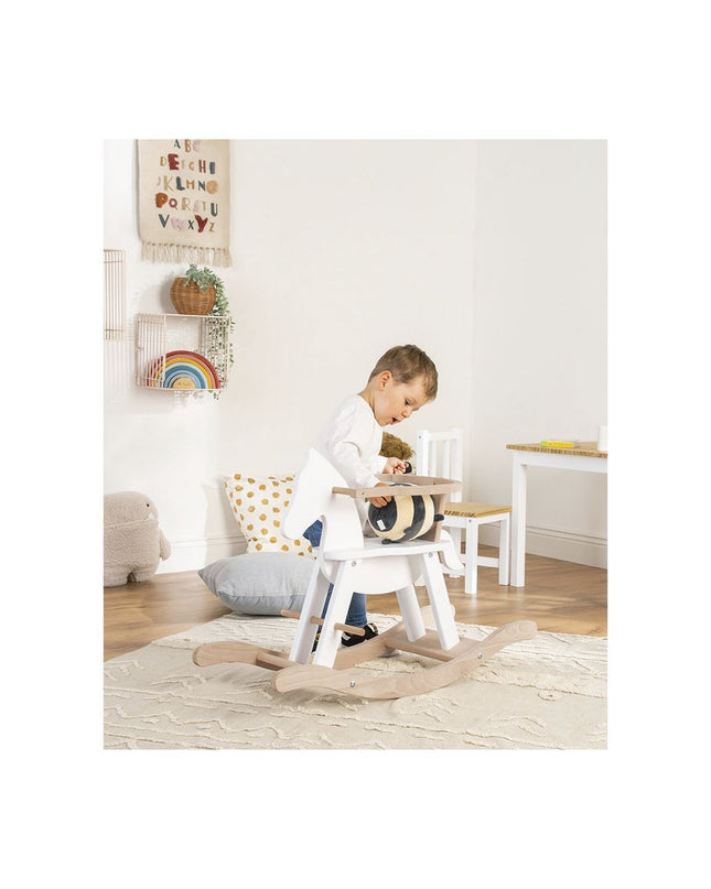 Hobbelpaard 'Pinolino' met ring, wit/naturel
