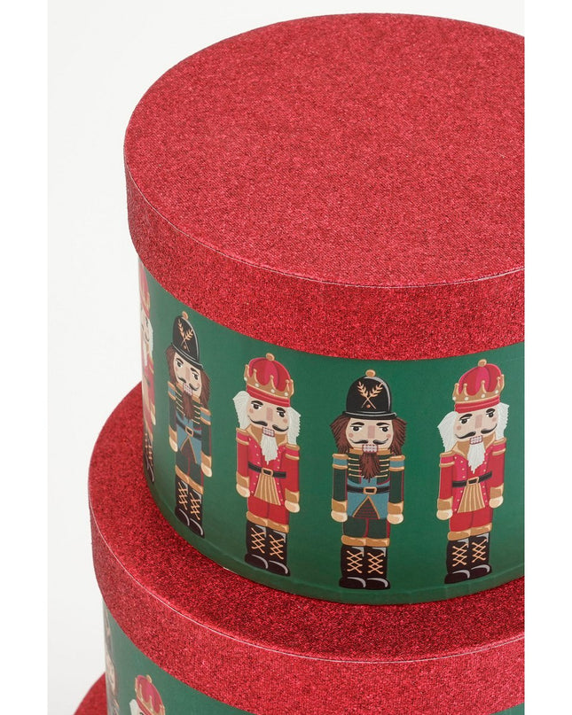 Opbergdoos Notenkraker - Set van 3 - H14 x Ø21 cm - FSC Mix - Papier - Groen kerst 2025