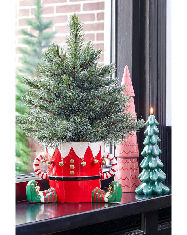 Funny Bloempot - L29 x B18 x H17 cm - Dolomiet - Rood kerst 2025