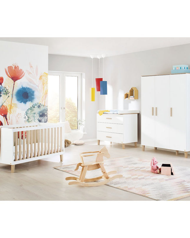 Startset 'Lumi' breed groot3 delen: ledikant, brede commode, grote kledingkast