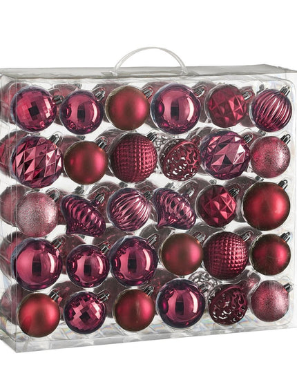 Kerstballen Set - 60 Stuks - Ø7 cm - Onbreekbaar - Fuchsia kerst 2025