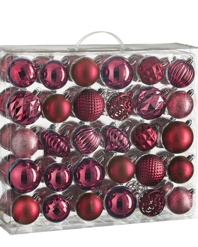 Kerstballen Set - 60 Stuks - Ø7 cm - Onbreekbaar - Fuchsia kerst 2025