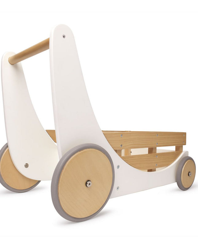 Kinderfeets 2-in-1 houten opbergkar & loopwagen - Wit