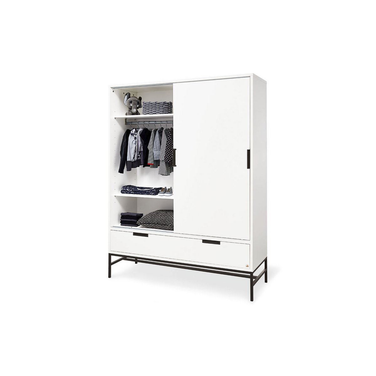 Startset 'Steel' extra breed groot3 delen: ledikant, extra brede commode, grote kledingkast