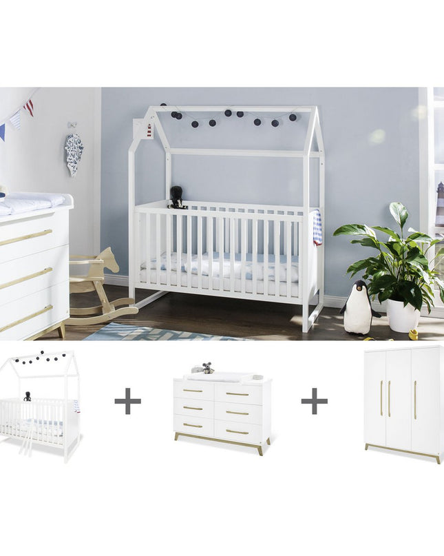 Startset 'Hilda & Riva' extra breed groot, wit3 delen: ledikant, extra brede commode, grote kledingkast