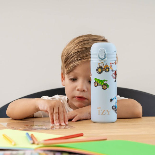 IZY Kids Thermos bidon - Blue Machines - 350ML To-Go Insulated Water Bottles