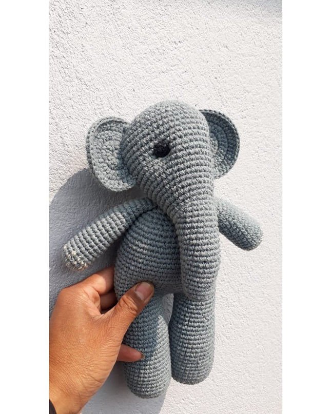 Luna-Leena olifant Max knuffel grijs - biologisch katoen - handgehaakt in Nepal