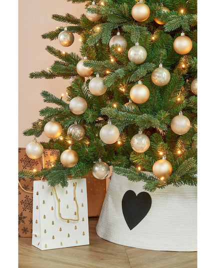 Kerstboomrok met Hart - L50 x B50 x H26 cm - Papier, Vilt - Wit, Zwart kerst 2025