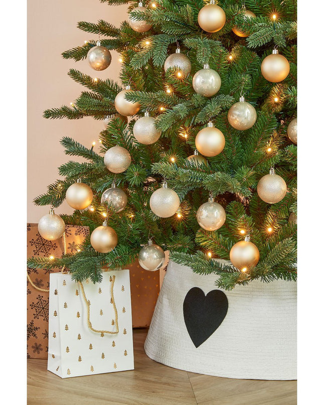 Kerstboomrok met Hart - L50 x B50 x H26 cm - Papier, Vilt - Wit, Zwart kerst 2025